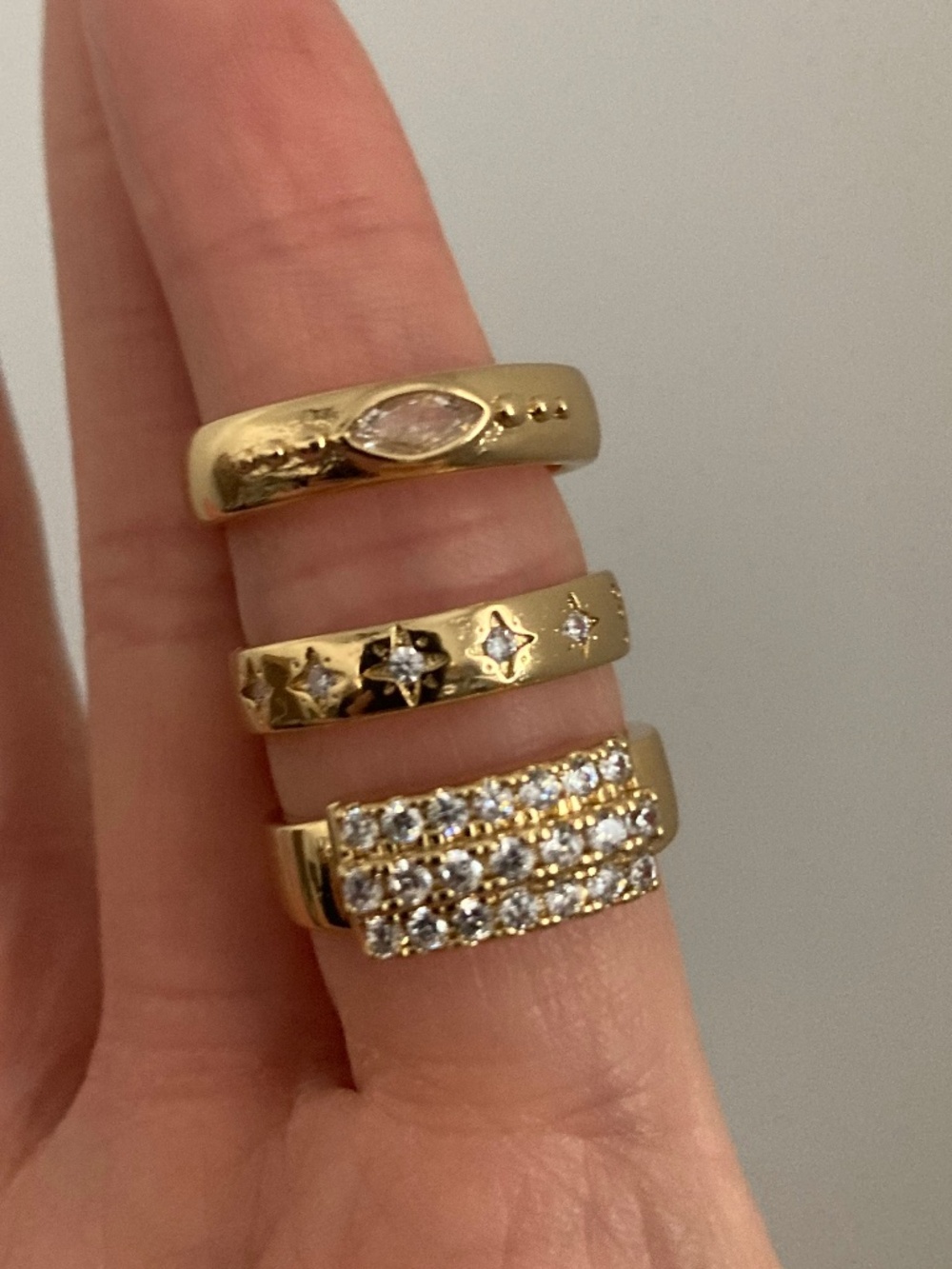 Vanessa Mooney SZ6 Ring SET Gold Stackable layering cocktail Rings Gold Set New